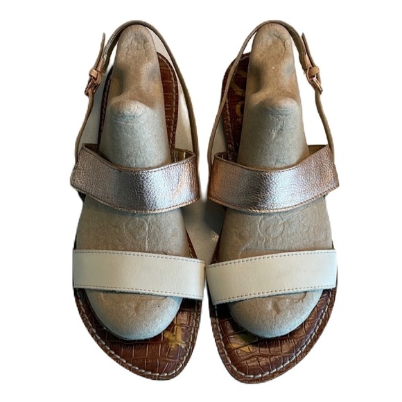 Sz9.5 Sam Edelman Cream/Copper Leather 2 strap with adj ankle strap EUC - Picture 7 of 13